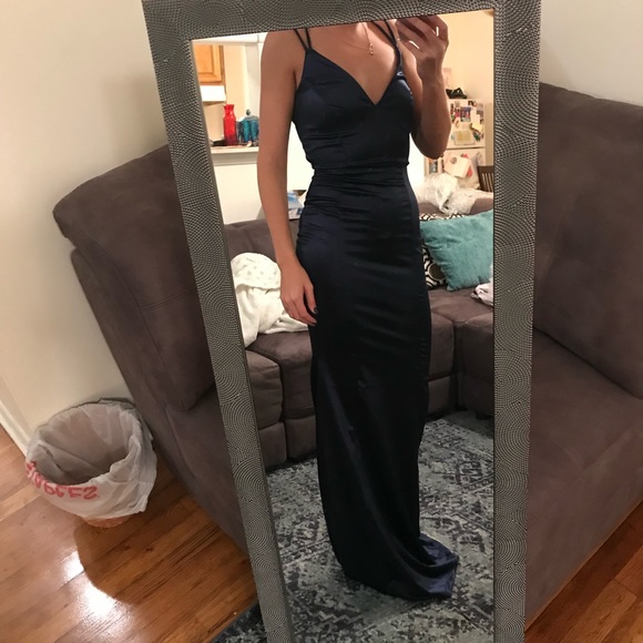 Navy satin dress - Picture 1 of 2